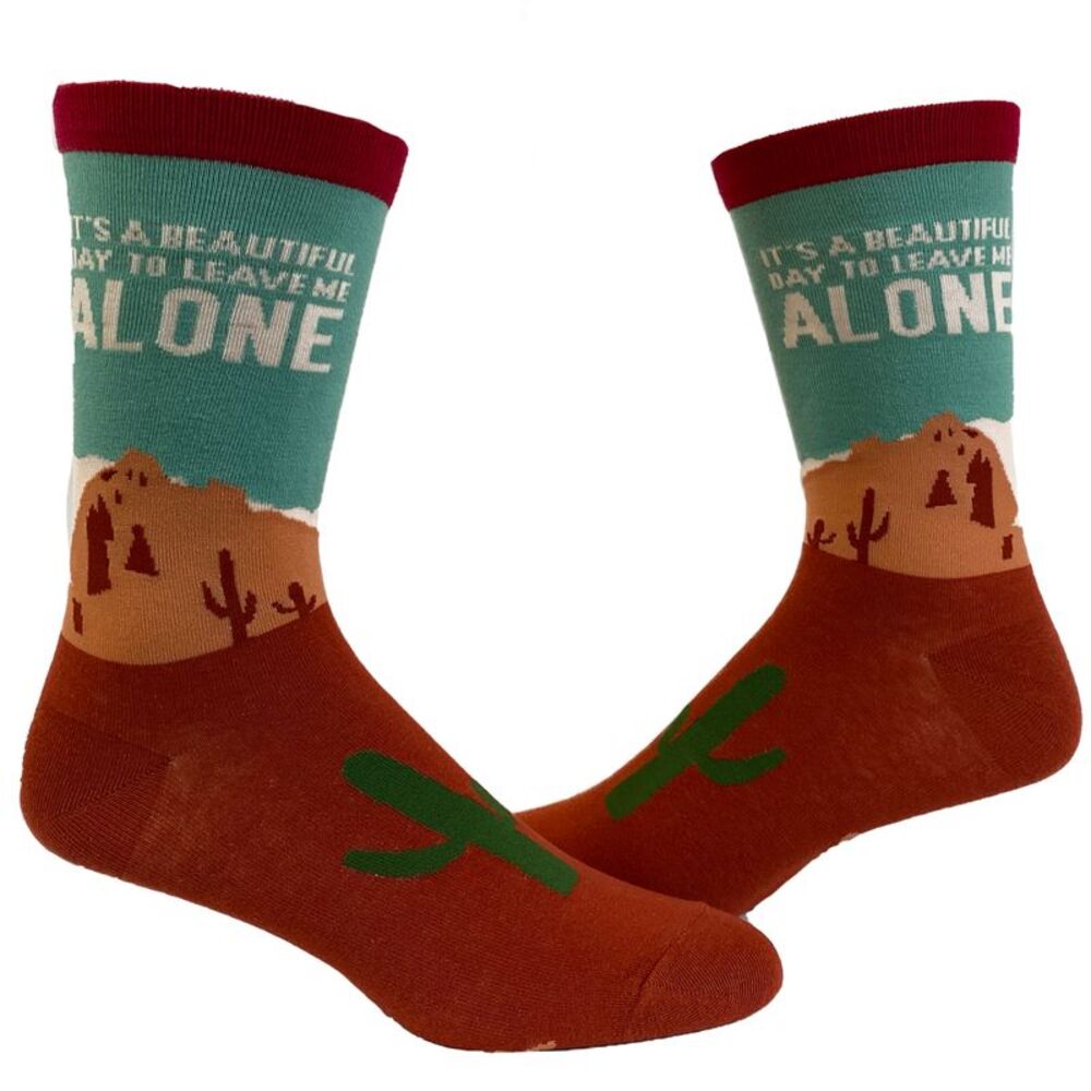 Men's It's A Beautiful Day to Leave Me Alone Socks Funny Desert Camping Graphic